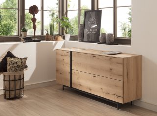 Buffet STYLE chêne naturel 1 porte 2 tiroirs